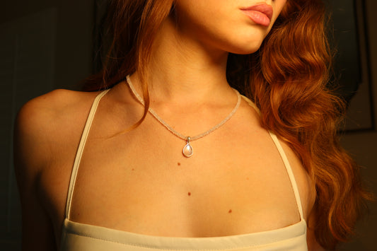 moonstone necklace beaded chain