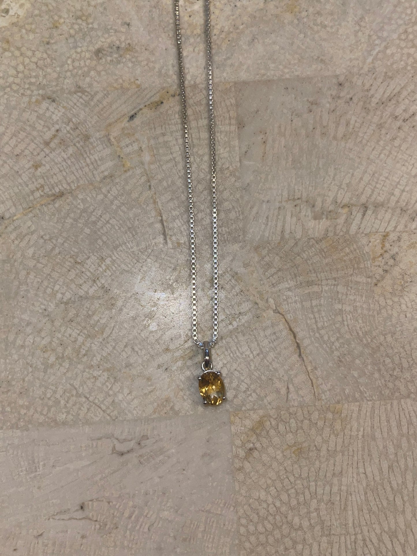 faceted citrine pendant on sterling silver chain